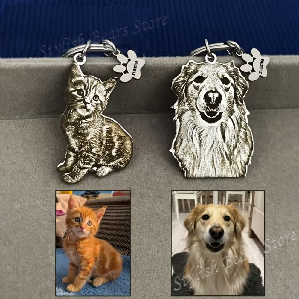 Pet Portrait Custom - Chaveiro personalizado com foto de animal