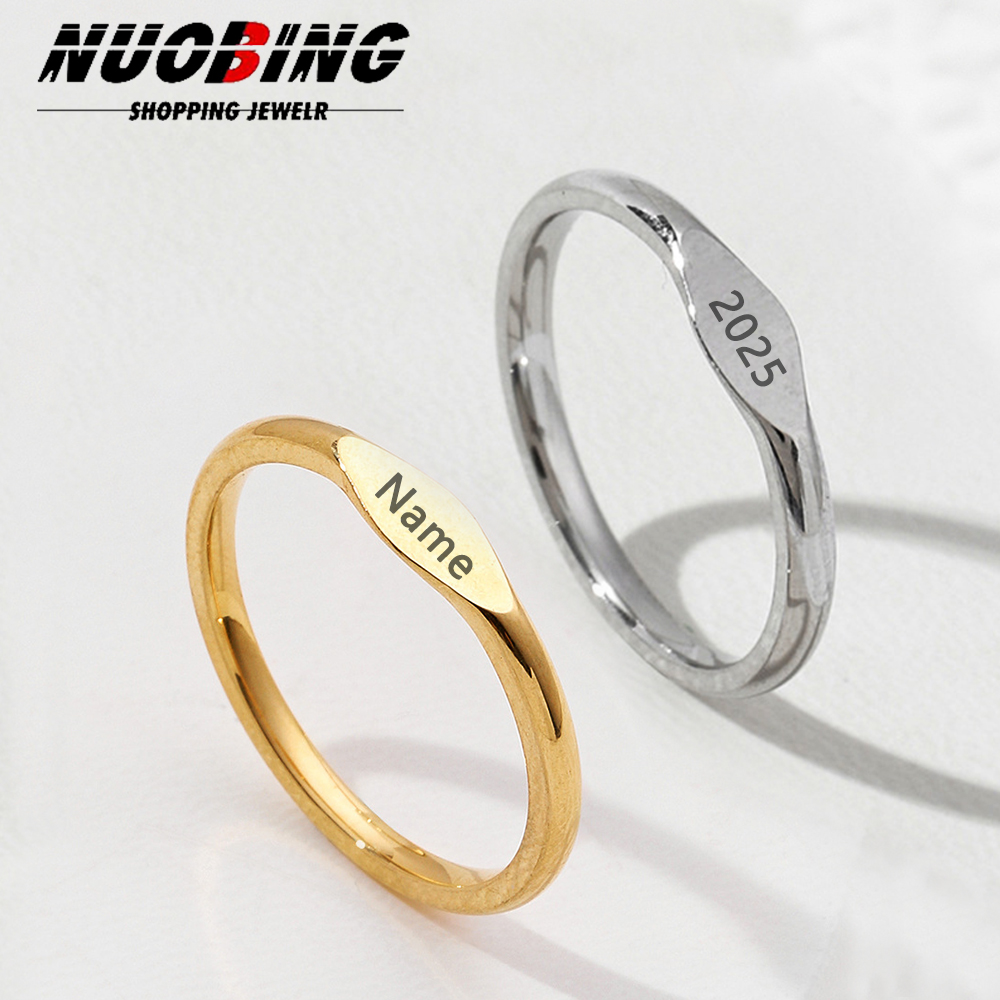 Initial Ring Custom - Anel de nome personalizado em aço