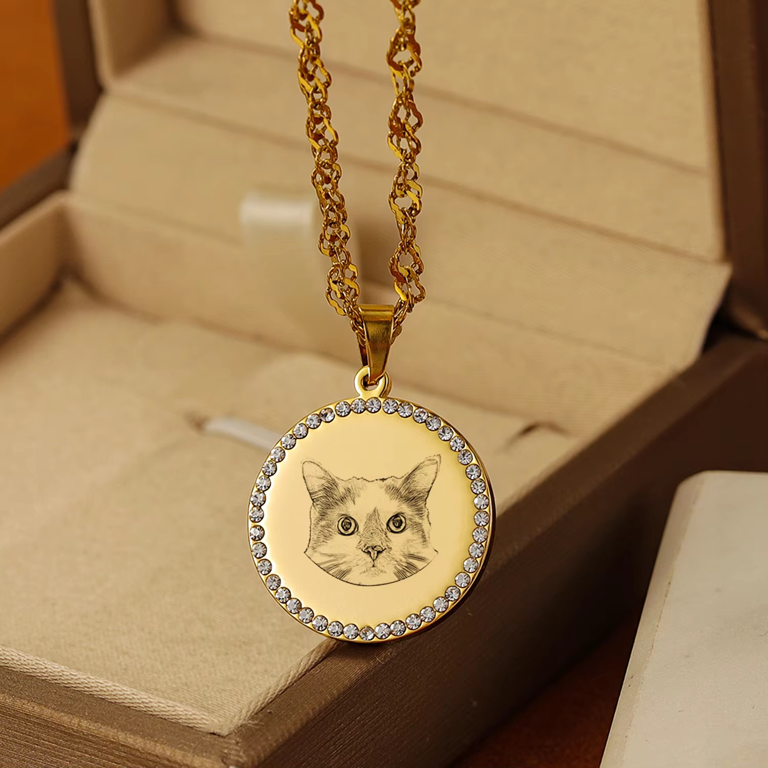 Colar com pingente redondo per - Pet Portrait Custom avaliação e preço